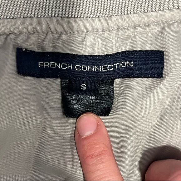 French Connection Grey Layered Long Bomber Jacket Size Small - Picture 10 of 10